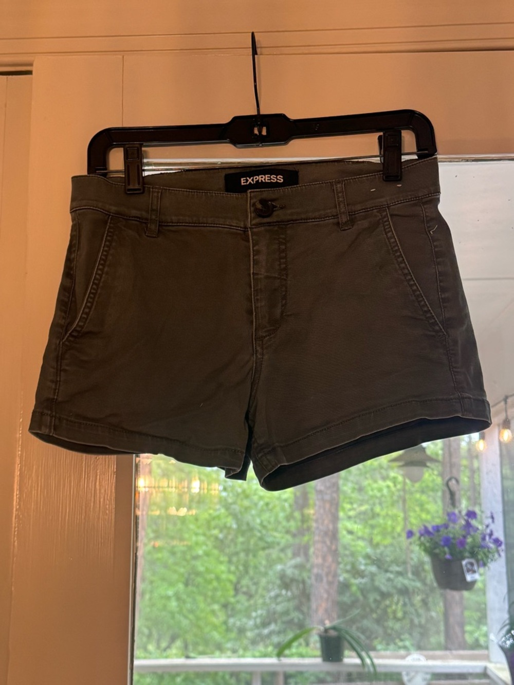 Express Women's Olive High-Rise Cotton Blend Shorts